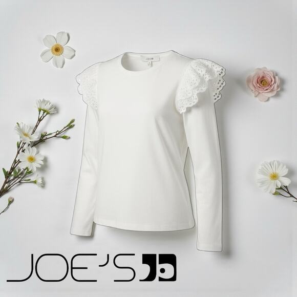 Joe's Jeans Women's Ruffle Eyelet Long Sleeve Top Size Small NWT - Picture 2 of 4